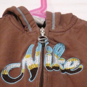 NIKE | size 6 | Brown Zip-Up Hoodie | Embroidered NIKE Logo